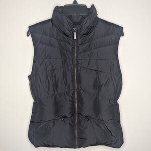 Add Down Goose Down Zip Front Puffer Vest in Black, Size 8